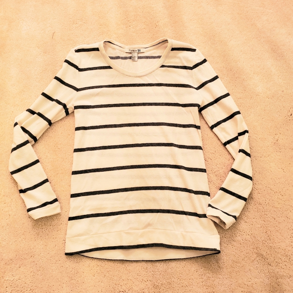 Grey and White Stripe Lightweight Long Sleeve